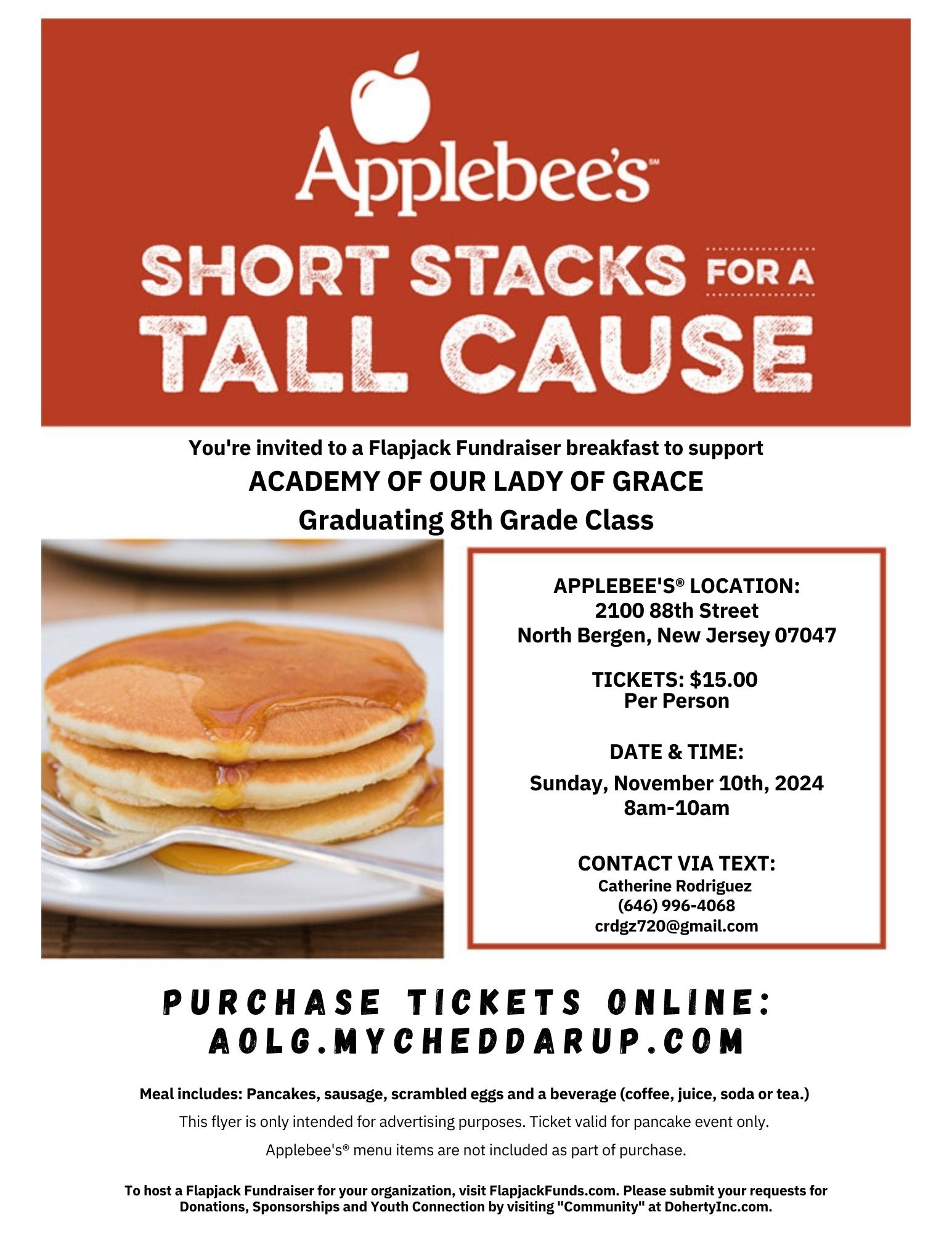 8th Grade Flapjack Fundraiser Academy of Our Lady of Grace Fairview, NJ